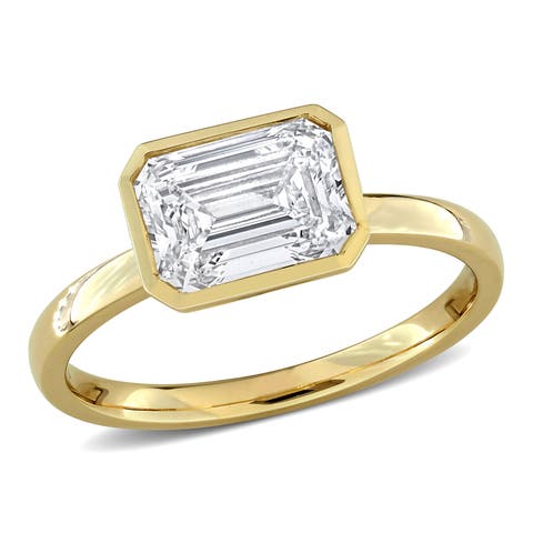 2 CTW Lab Grown Diamond Emerald Ring 14k