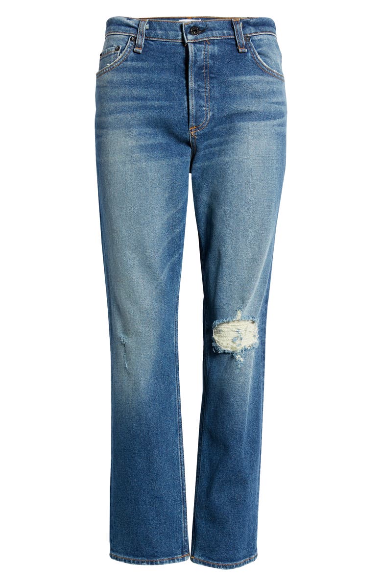 ASKK NY Ripped High Waist Ankle Straight Leg Jeans, Alternate, color, 