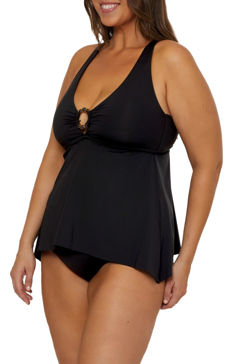 Becca Etc. Marble Canyon Ring Tankini, Alternate, color, Black