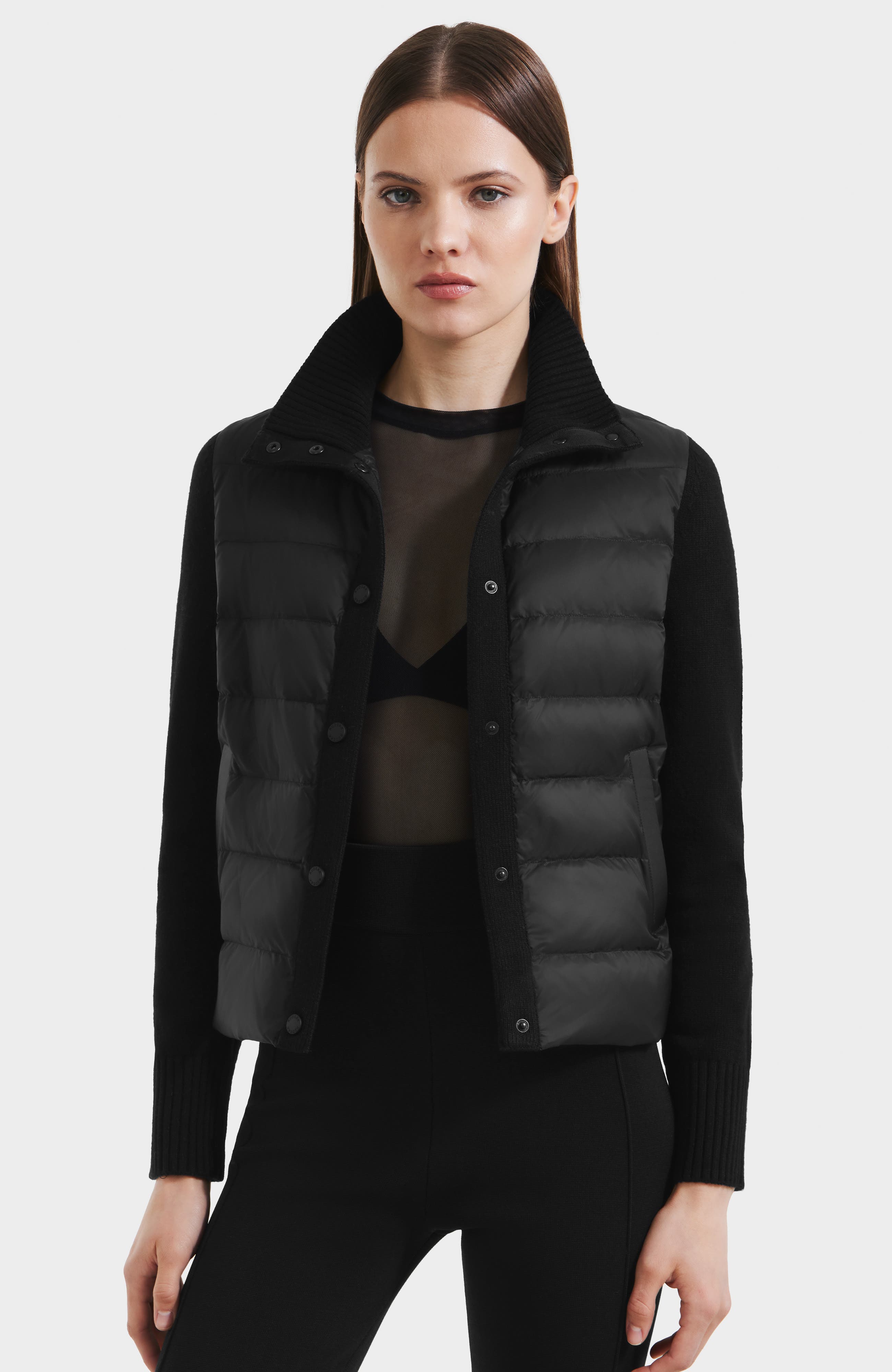 Rudsak Ellie Hybrid Knit & Light Down Jacket in Black 