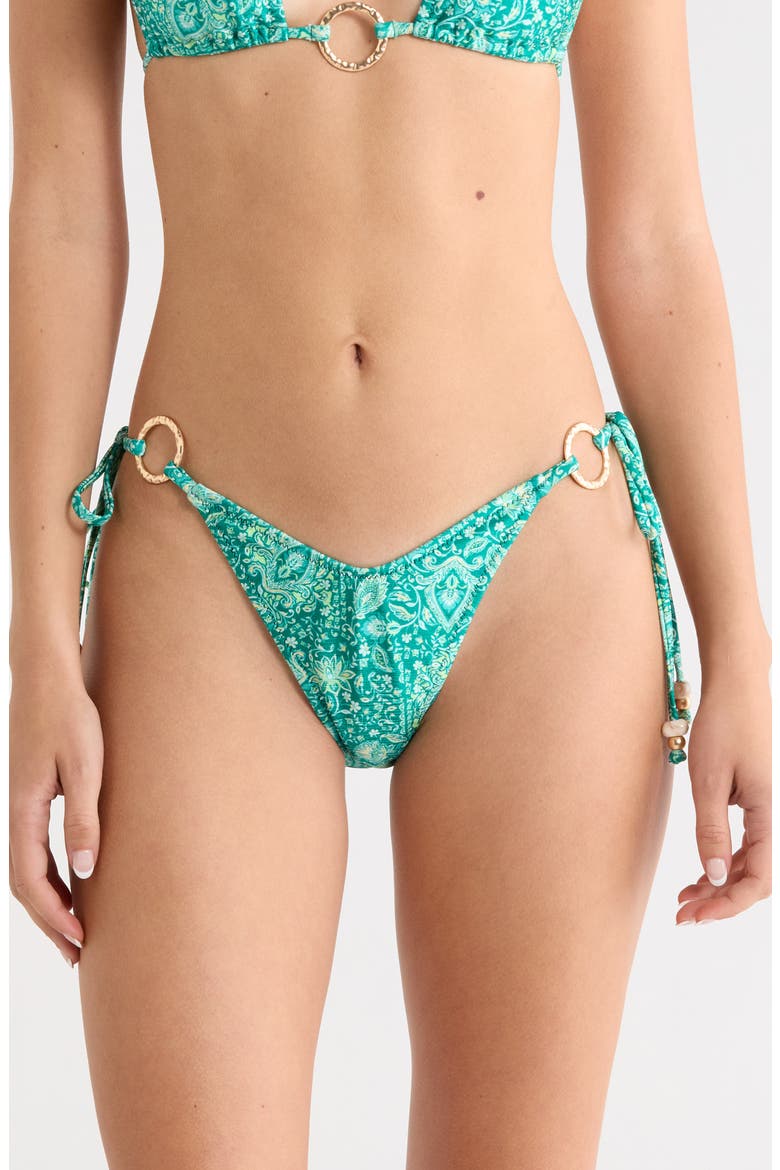 Ring Side Tie Bikini Bottoms, Main, color, EMERALD AURA