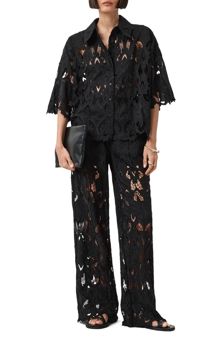 AllSaints Charli Embroidered Button-Up Shirt, Alternate, color,