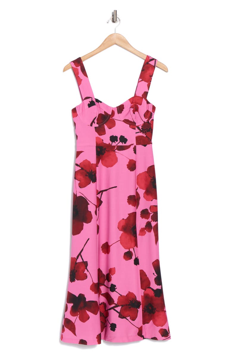 Hutch Bustier Midi Dress, Alternate, color, Pink/ Raspberry