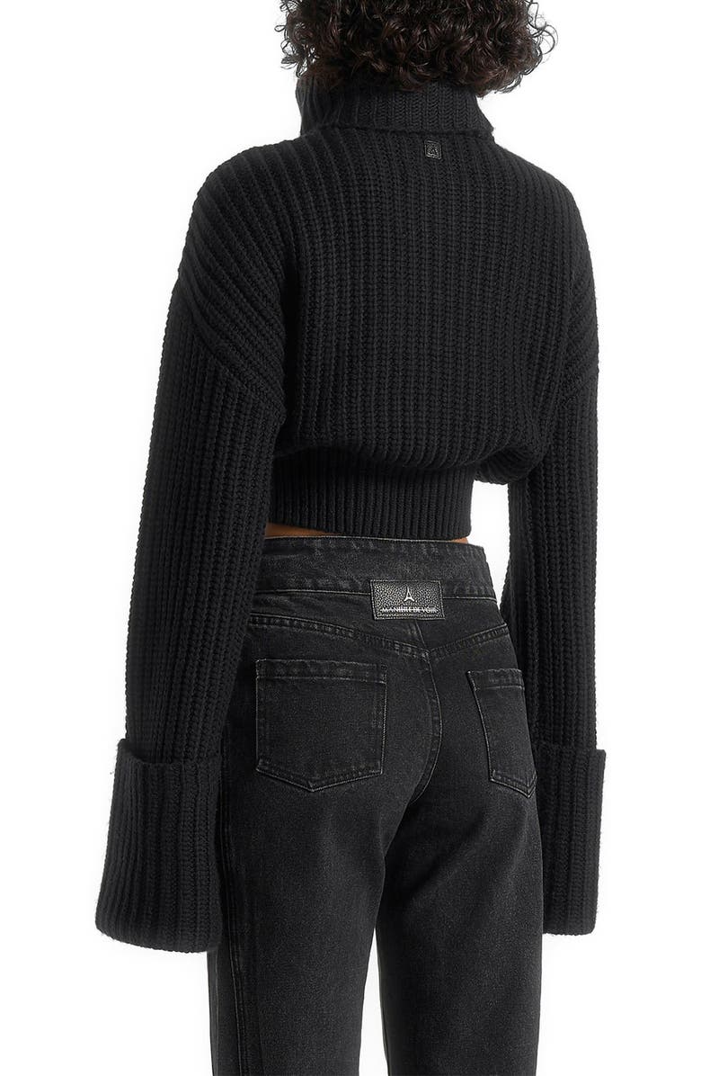 Manière De Voir Amaya Roll Neck Knit Jumper With Cuffs, Alternate, color, Black