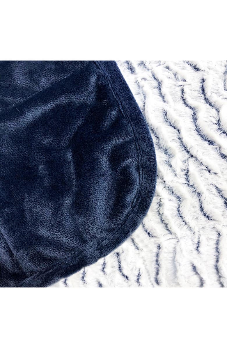 DREAM THEORY Navy Fleece Faux Fur 10lb Weighted Blanket, Alternate, color,