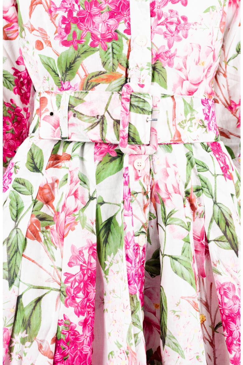 Lilac Flower Midi Shirtdress, Alternate, color, White