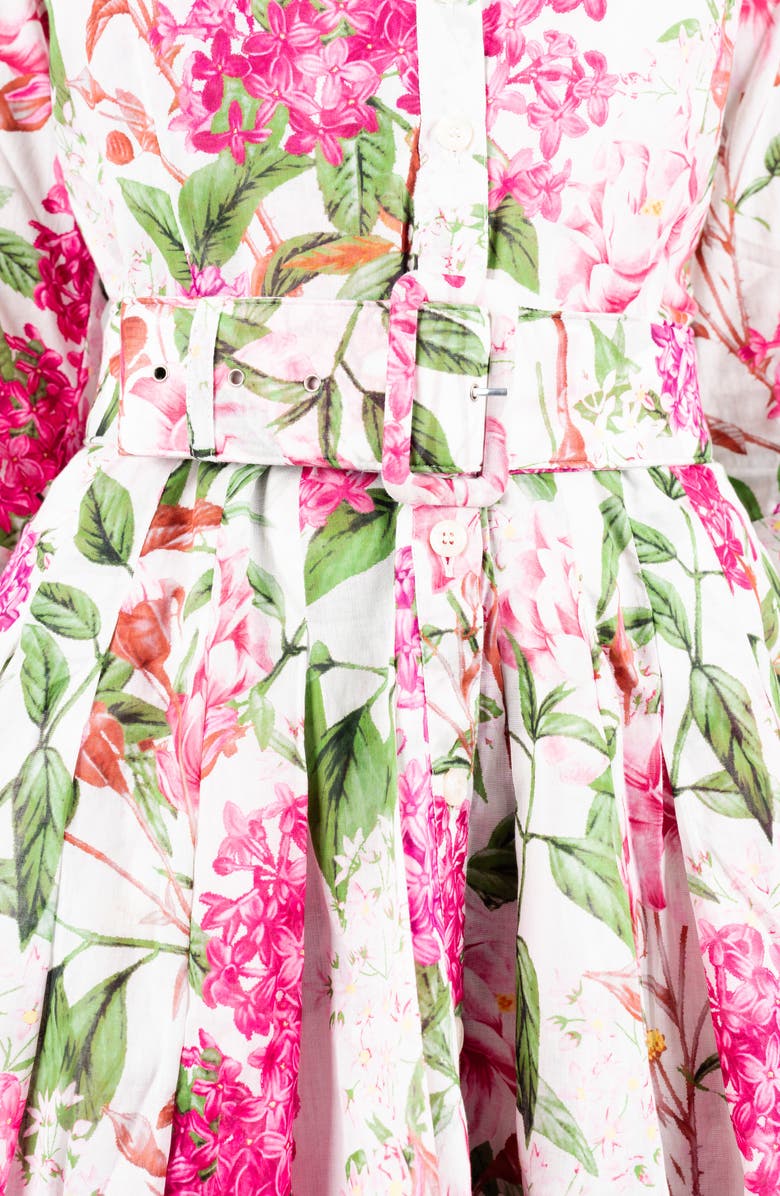 SAMANTHA SUNG Lilac Flower Midi Shirtdress, Alternate, color, White