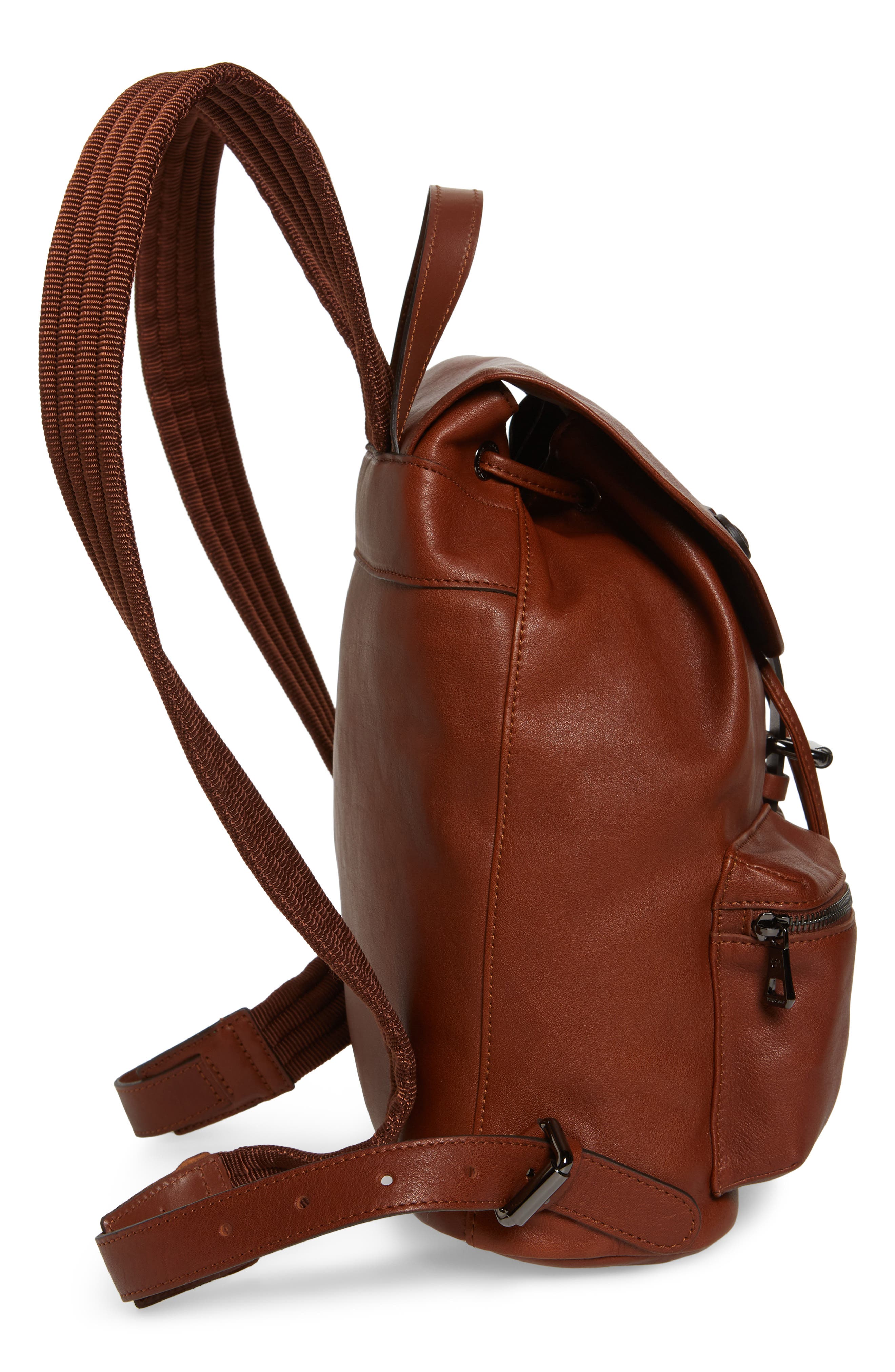 Longchamp Small 3D Leather Backpack, Alternate, color, Cognac