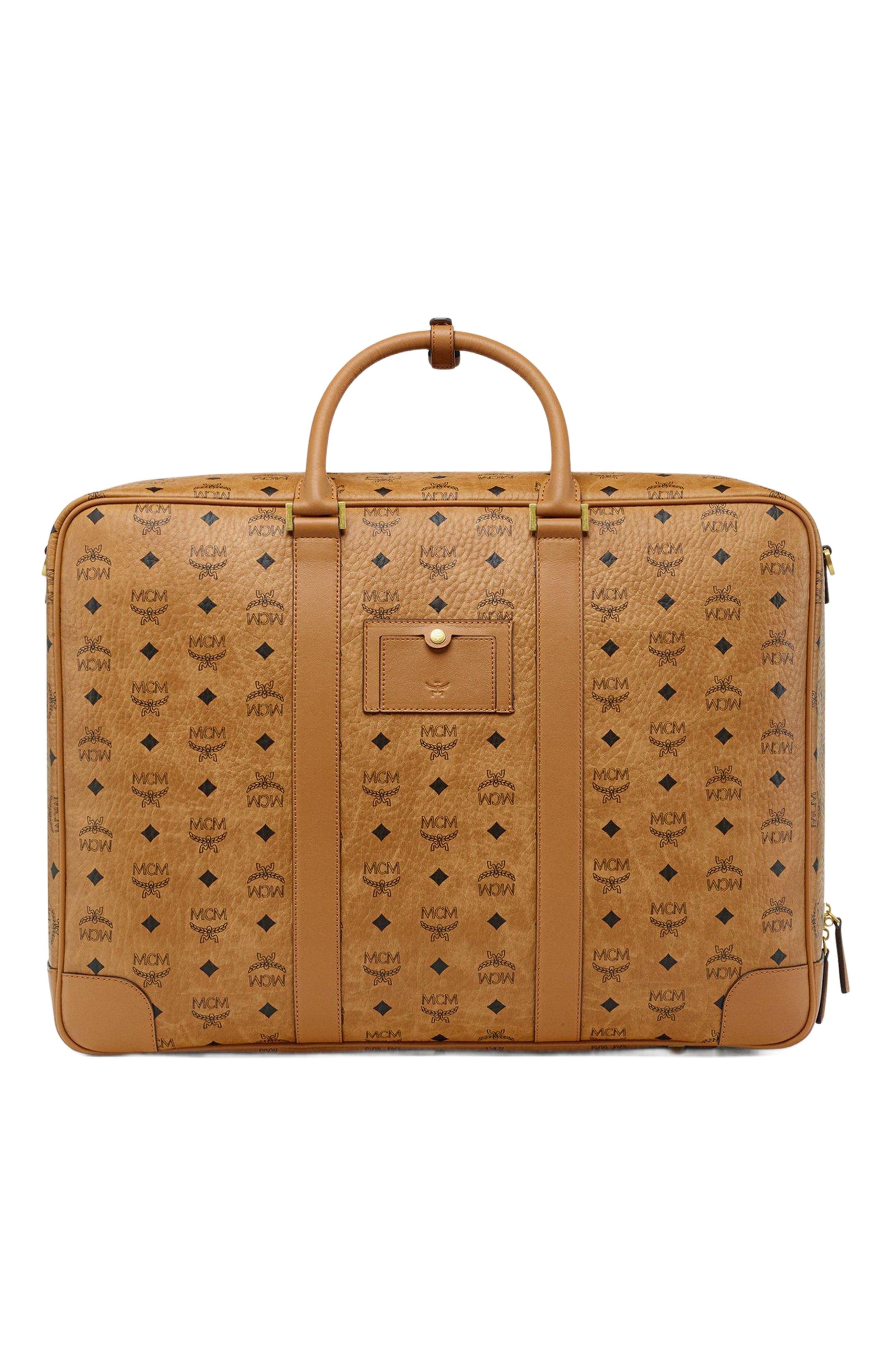 MCM Ottomar Suitcase in Visetos, Alternate, color, Cognac