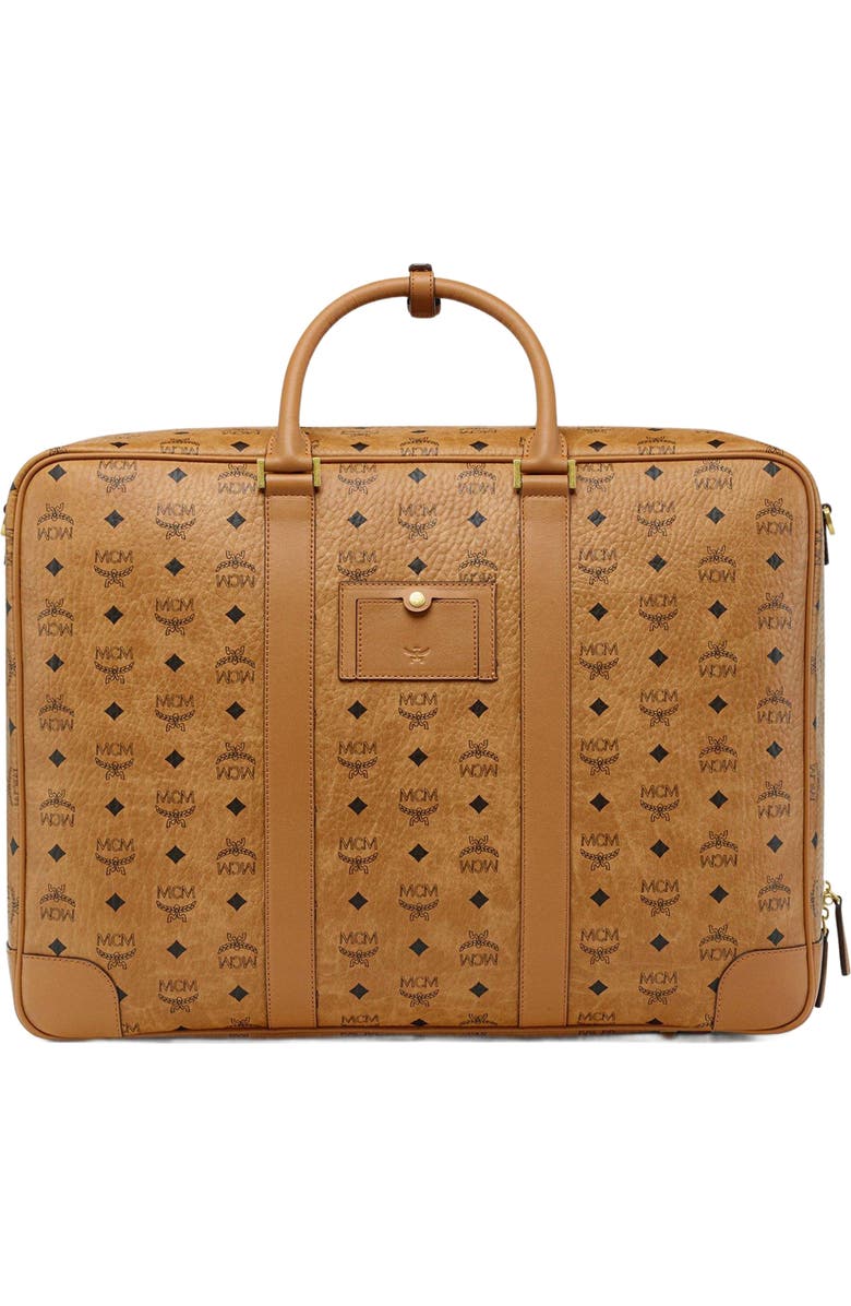 MCM Ottomar Suitcase in Visetos, Alternate, color, Cognac