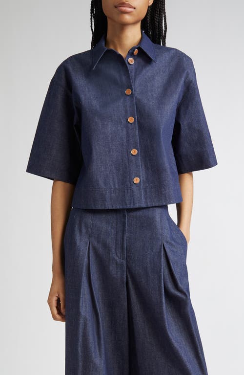 Lafayette 148 New York Lightweight Denim Crop Shirt