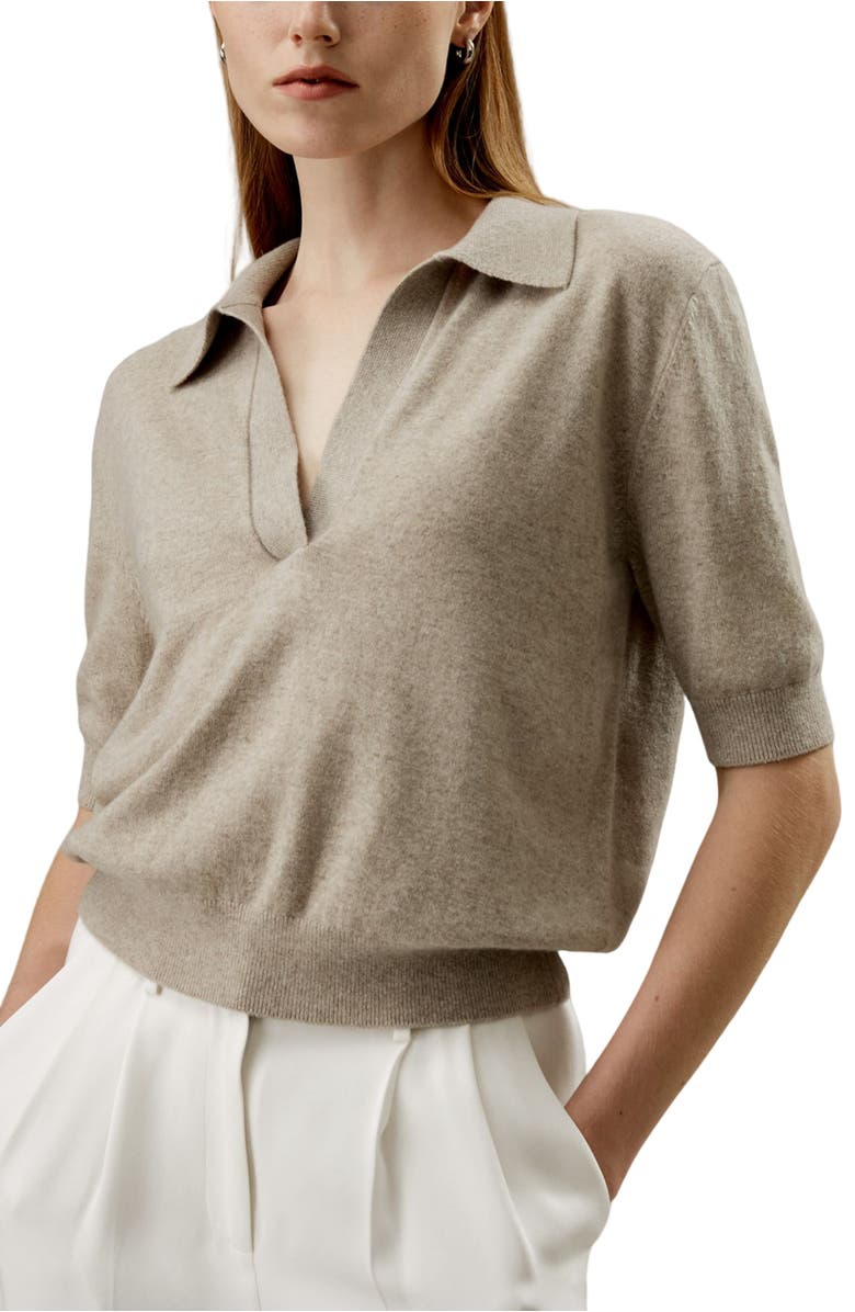 Lilysilk Women's Ultrafine Merino Wool Polo, Main, color, Camel