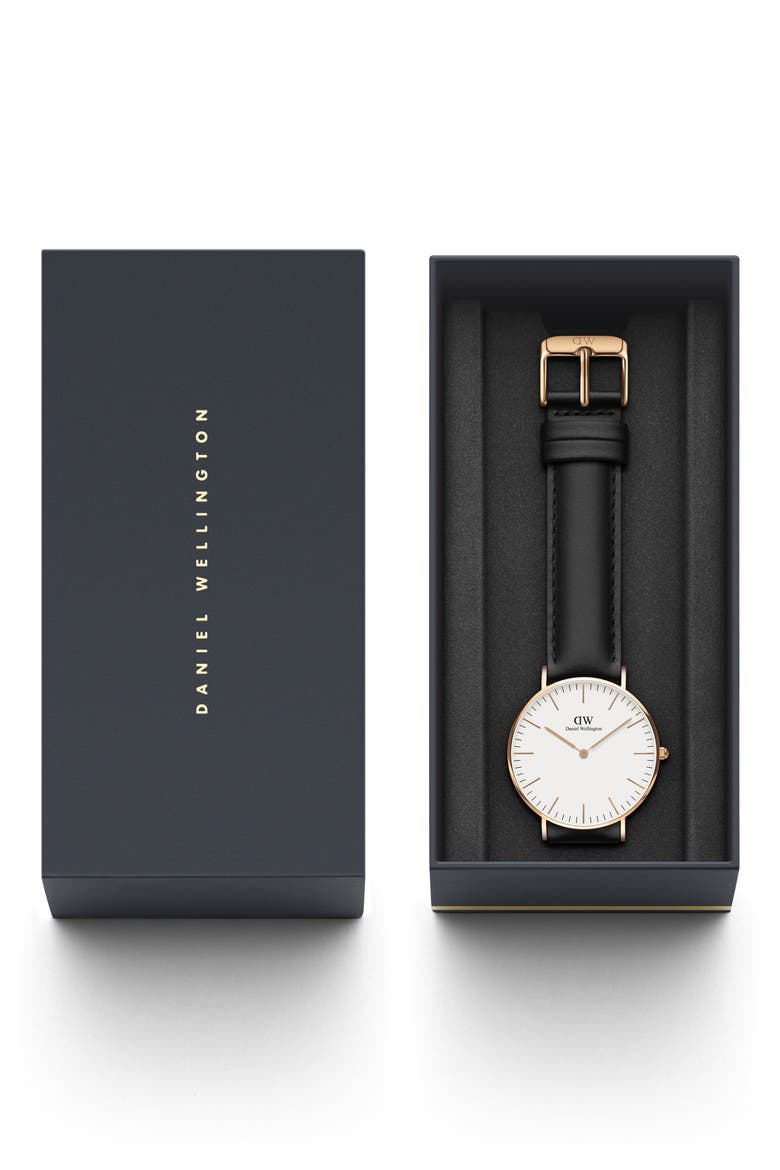 Classic Sheffield Leather Strap Watch, 36mm, Alternate, color, ROSE GOLD/ EGGSHELL