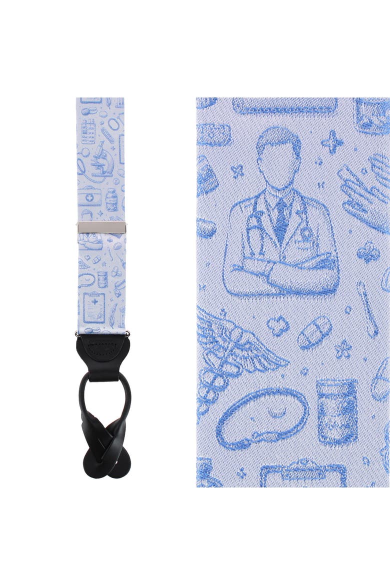 Medical Alert Silk Novelty Button End Suspenders, Main, color, Light Blue