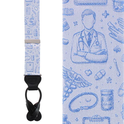 Medical Alert Silk Novelty Button End Suspenders