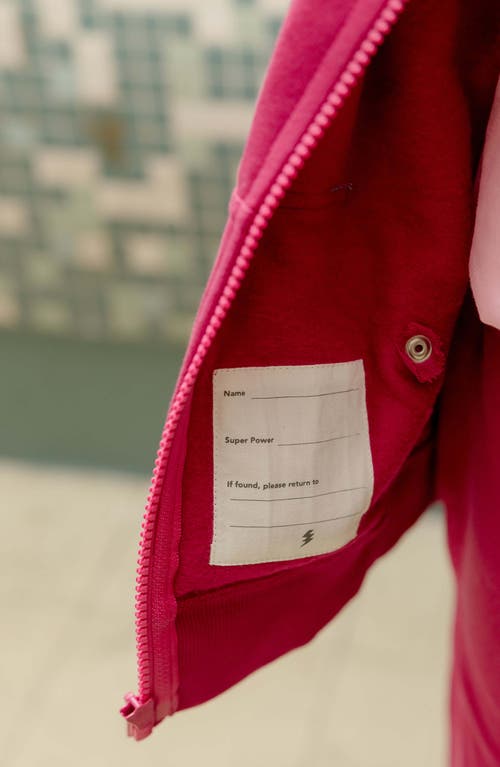 Mightly Organic Cotton Zip Up Pocket Hoodie In Magenta