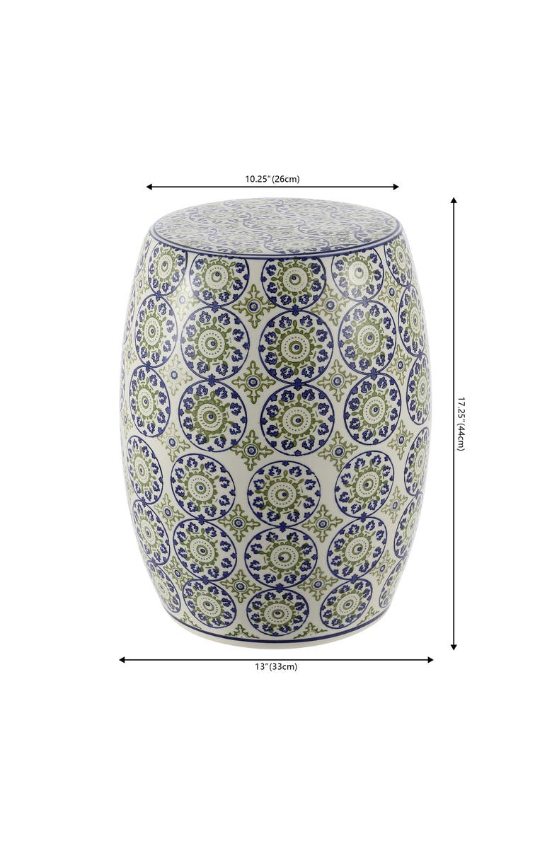 JONATHAN Y Lula 17.25" Suzani Ceramic Garden Stool, Alternate, color, Blue/Green