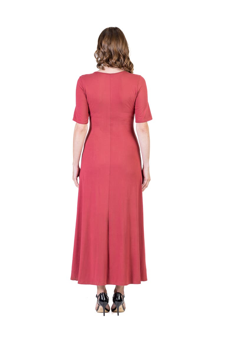 Petites Casual Maxi Dress With Sleeves, Alternate, color, Brick