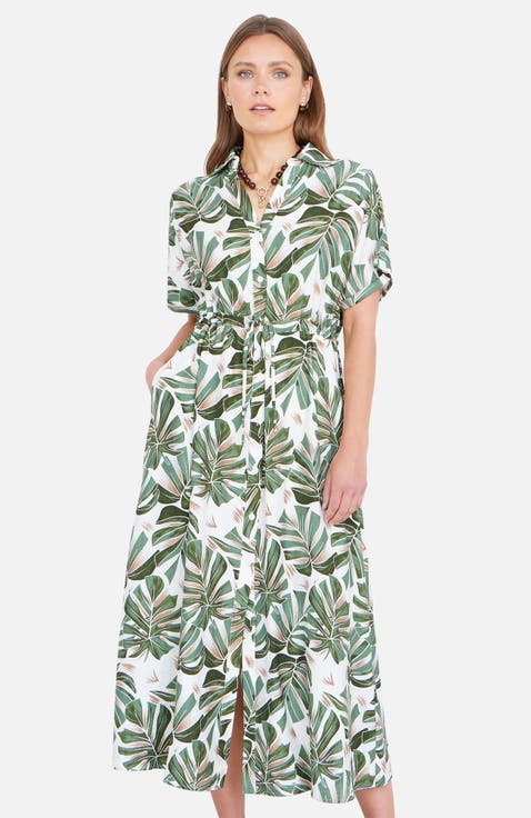 Relaxed Boho Print Maxi Shirt Dress