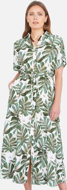 Yumi Relaxed Boho Print Maxi Shirt Dress