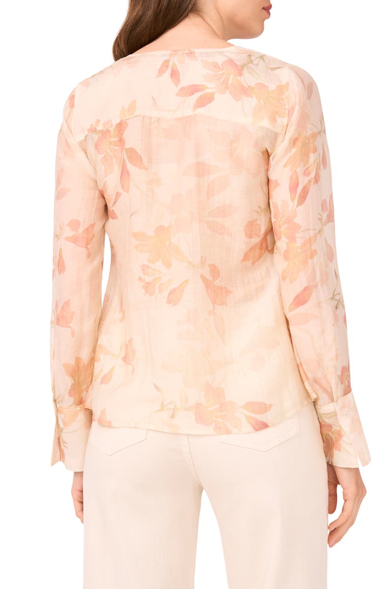 Halogen<sup>®</sup> Floral Tie Front Shirt, Alternate, color, Silver Pink