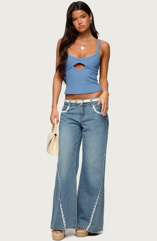 Edikted Karin Cut Out Ribbed Tank Top In Blue