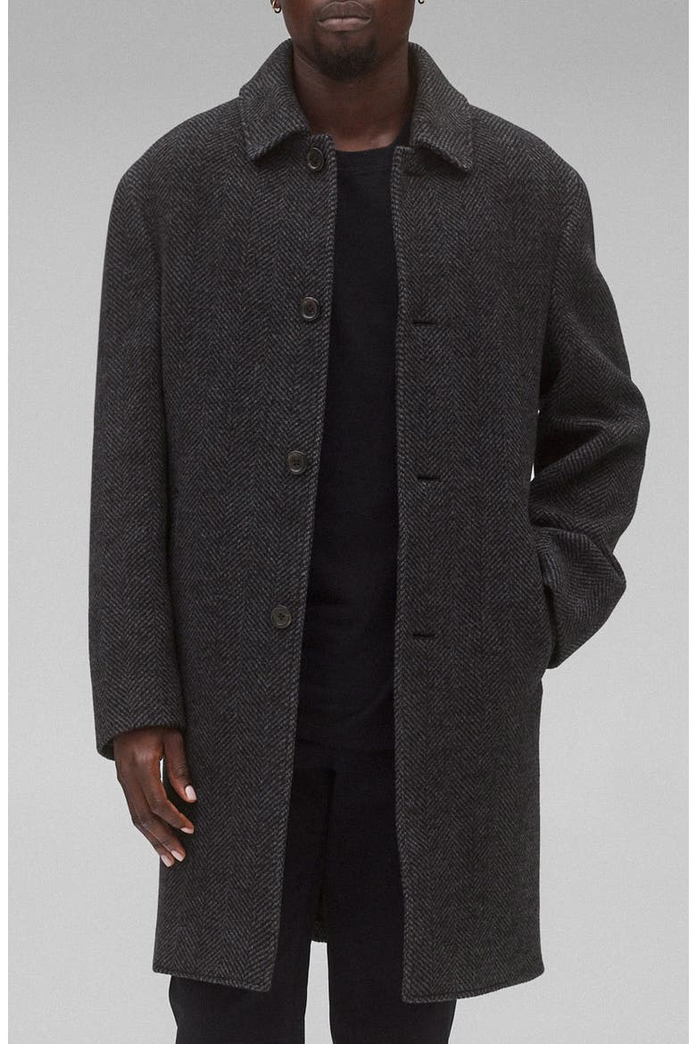 Wool Blend Herringbone Scout Coat, Main, color, HERRINGBONE BLACK-GREY