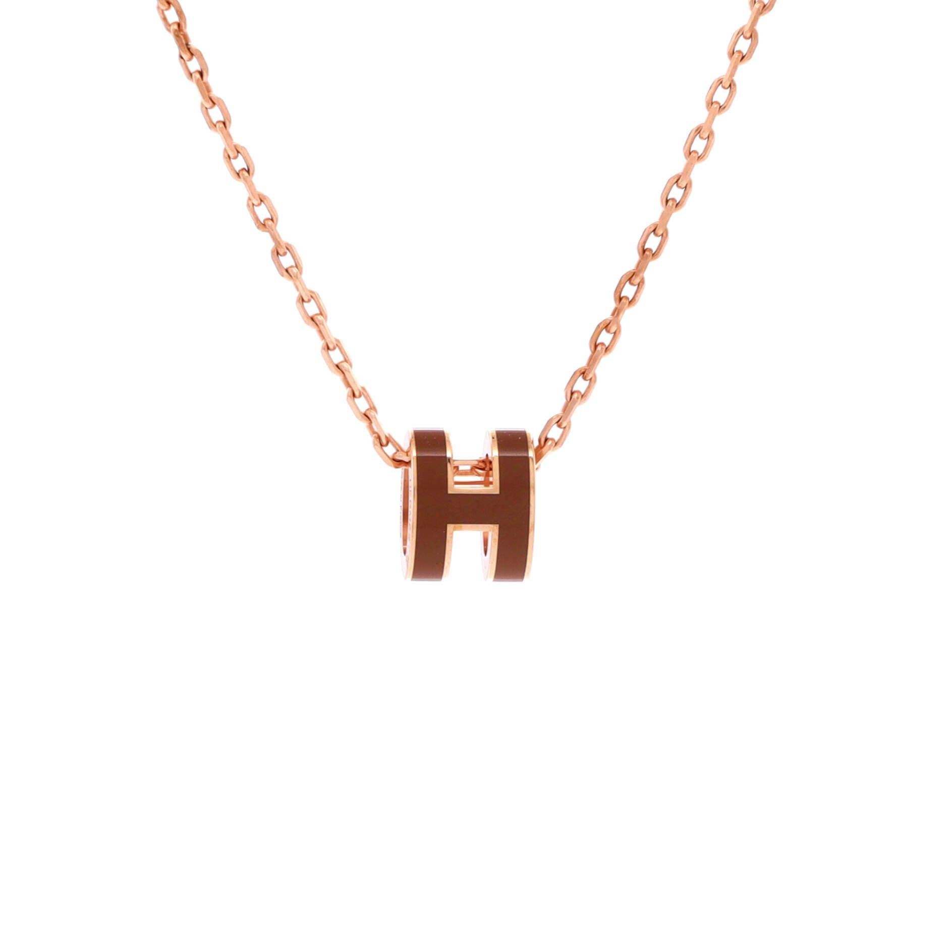 Pre-Owned Hermes Pop H Pendant Chain Necklace Metal and Enamel Mini, Main, color, Neutral