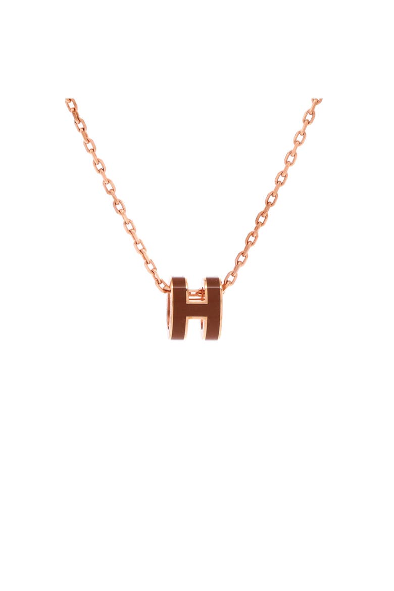 Pop H Pendant Chain Necklace Metal and Enamel Mini, Main, color, Neutral