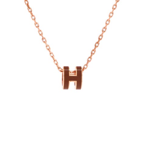 Pop H Pendant Chain Necklace Metal and Enamel Mini
