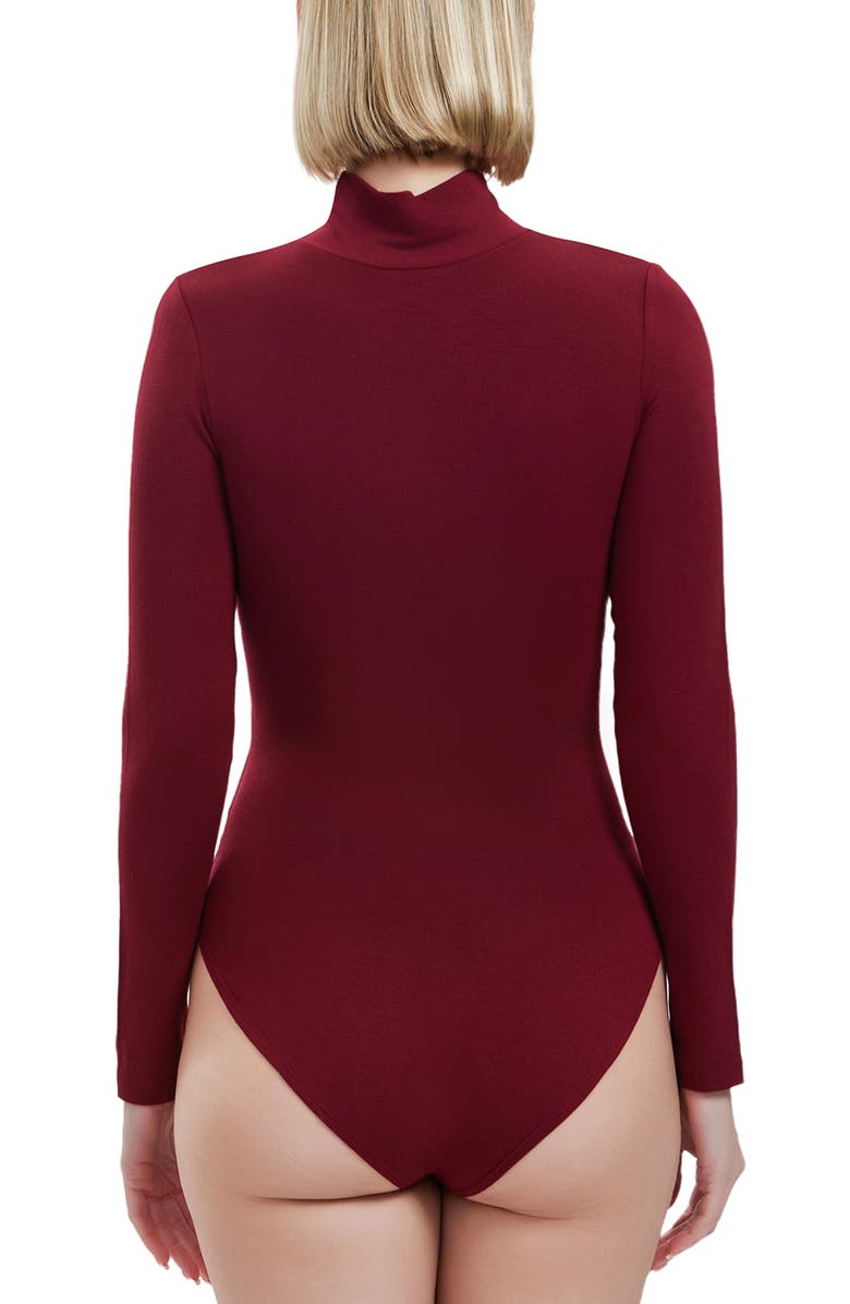 Kimi & Kai Turtleneck Long Sleeve Bodysuit, Alternate, color, Garnet