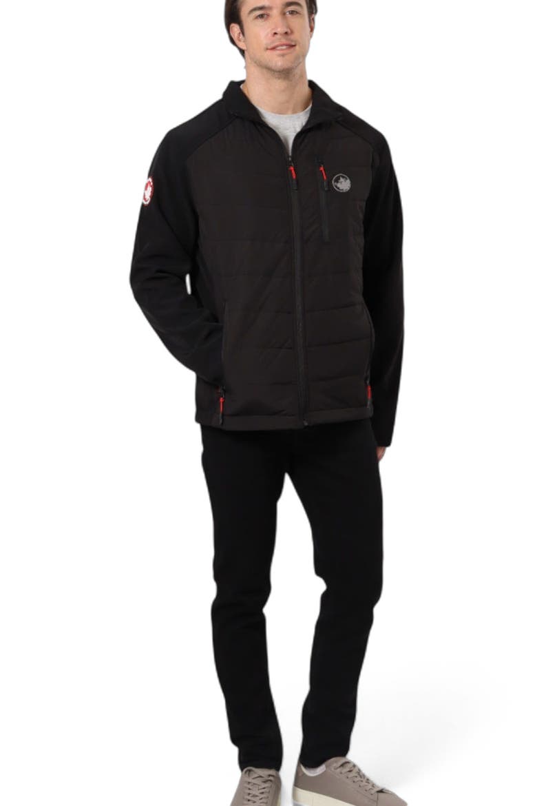 Men's Hybrid Softshell Puffer Jacket, Alternate, color, Black