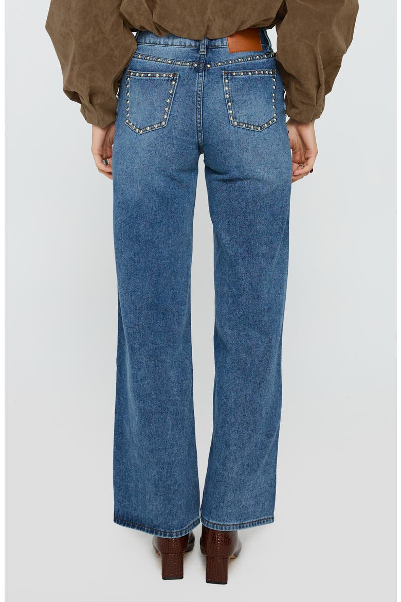 Saving Up Studded Straight Leg Jeans, Alternate, color, MID BLUE
