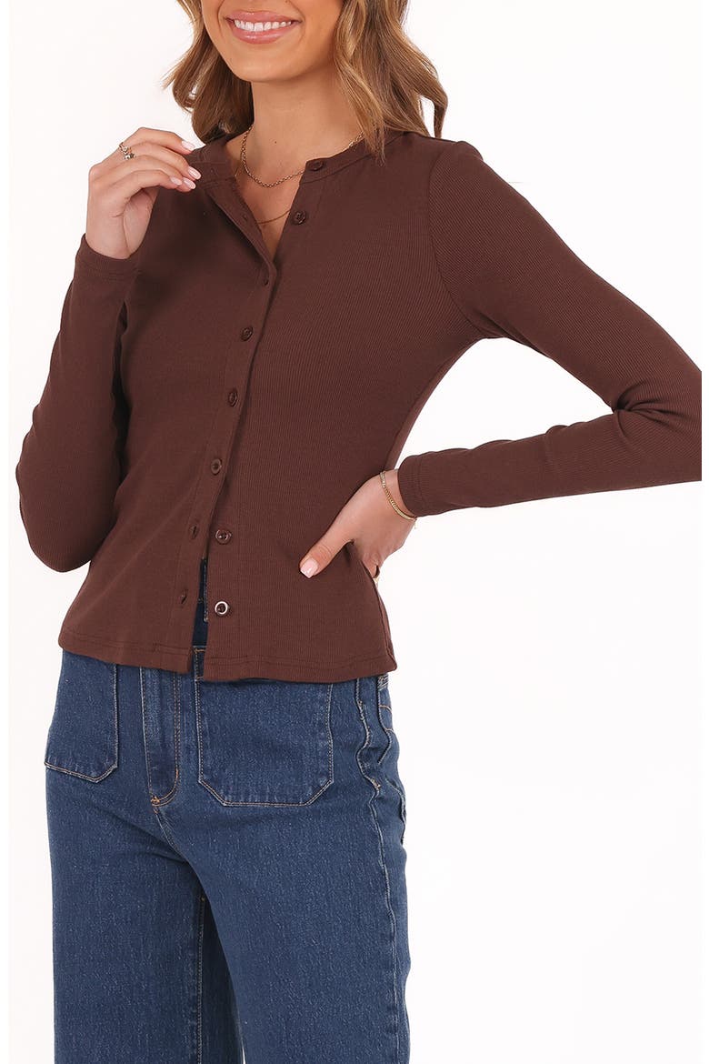 Cass Rib Stretch Cotton Button-Up Shirt, Alternate, color, CHOCOLATE BROWN