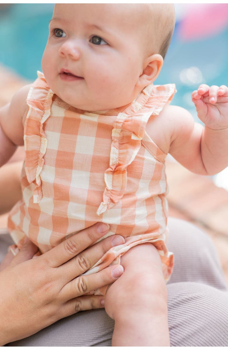 Pehr Checkmate Flutter Bodysuit, Alternate, color, Melon