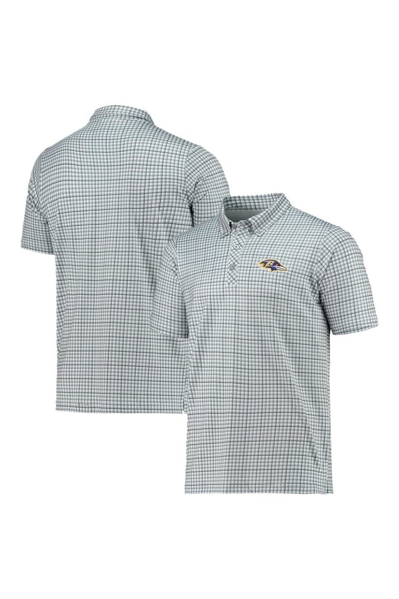 Men's Antigua Gray/Black Baltimore Ravens Deliver Button-Down Polo, Main, color, White