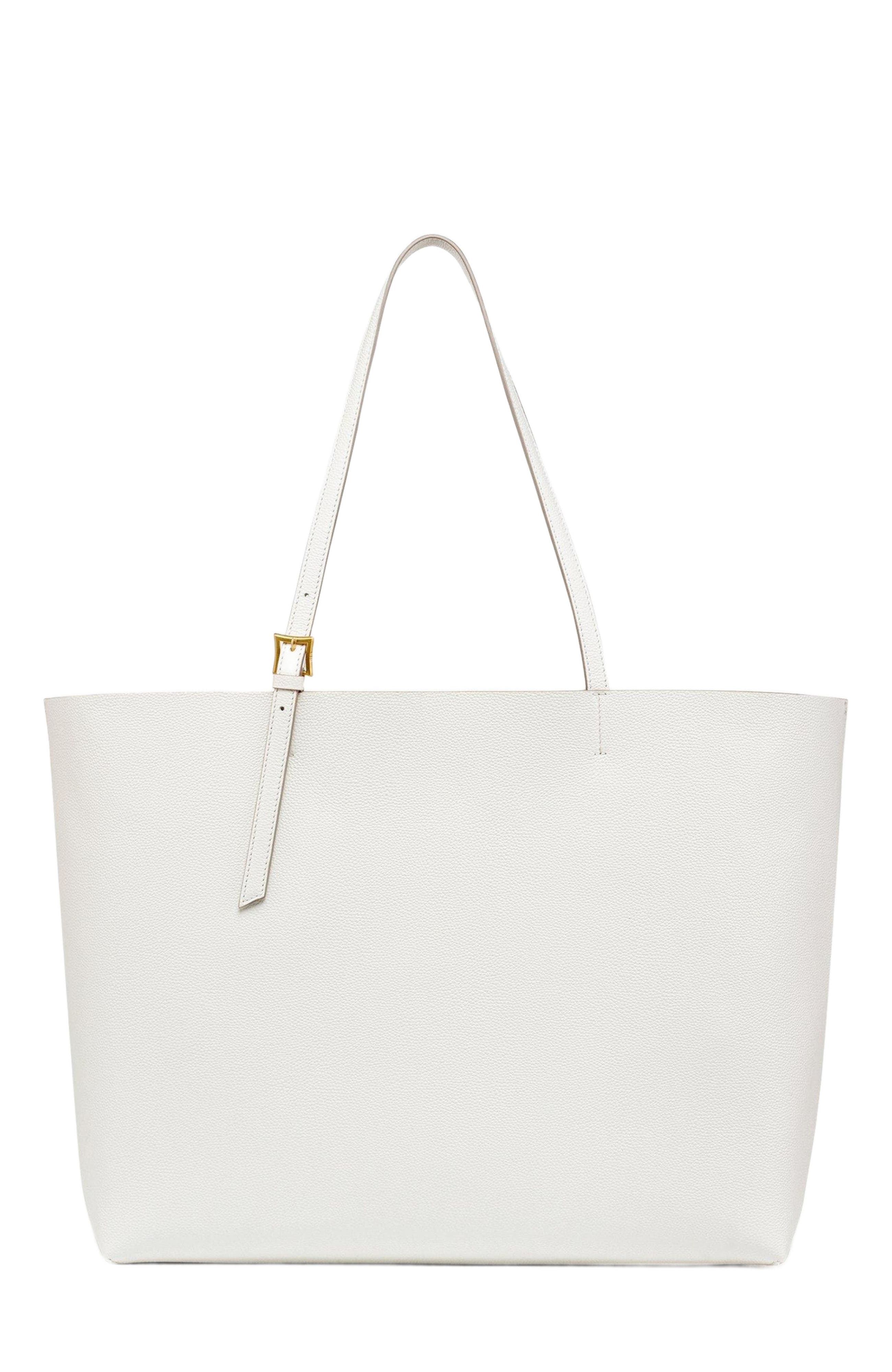 MCM Himmel Shopper in Embossed Logo Leather, Alternate, color, Egret