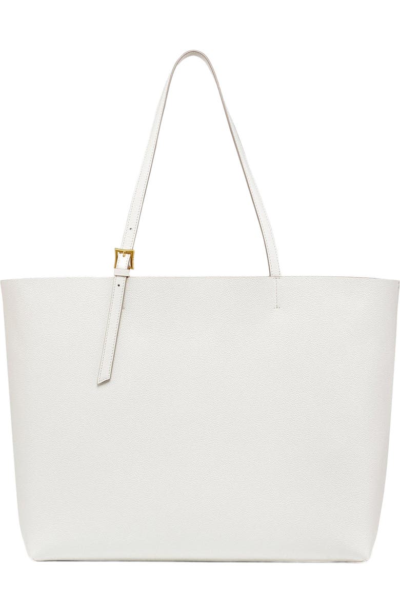 MCM Himmel Shopper in Embossed Logo Leather, Alternate, color, Egret