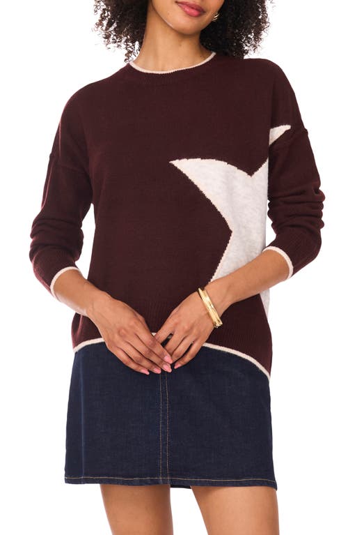 Vince Camuto Star Detail Crewneck Sweater In Brown