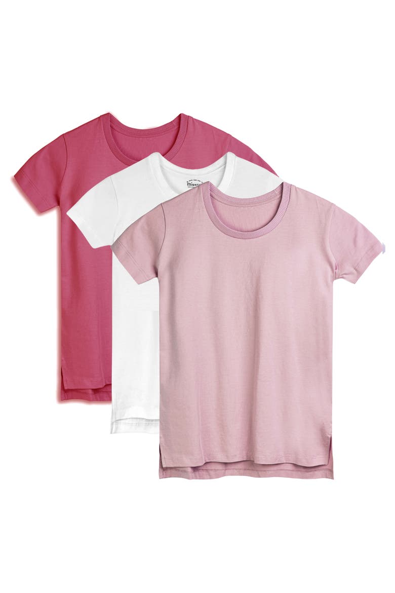 Organic Cotton Girls Extended Length T-Shirt 3-pack, Main, color, Rapture Rose, Pink & White