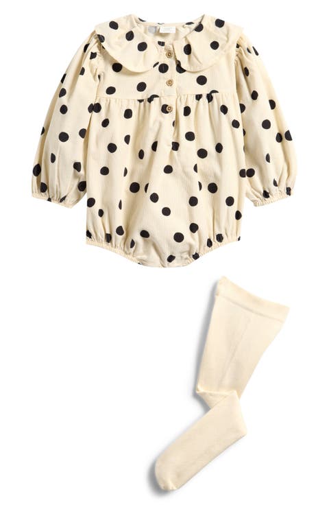 Polka Dot Romper & Tights Set (Baby)