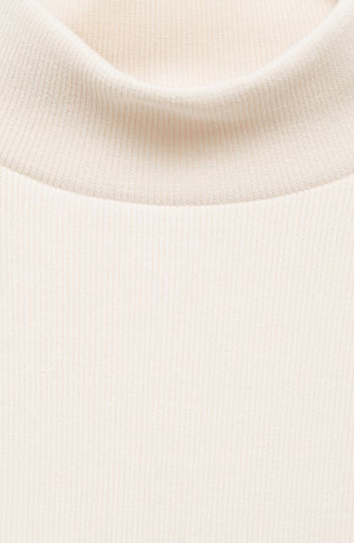Shop Mango Mock Neck Corduroy Sweatshirt In Ecru