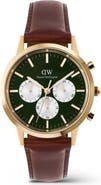 Daniel Wellington Iconic Chronograph Leather Strap Watch, 42mm