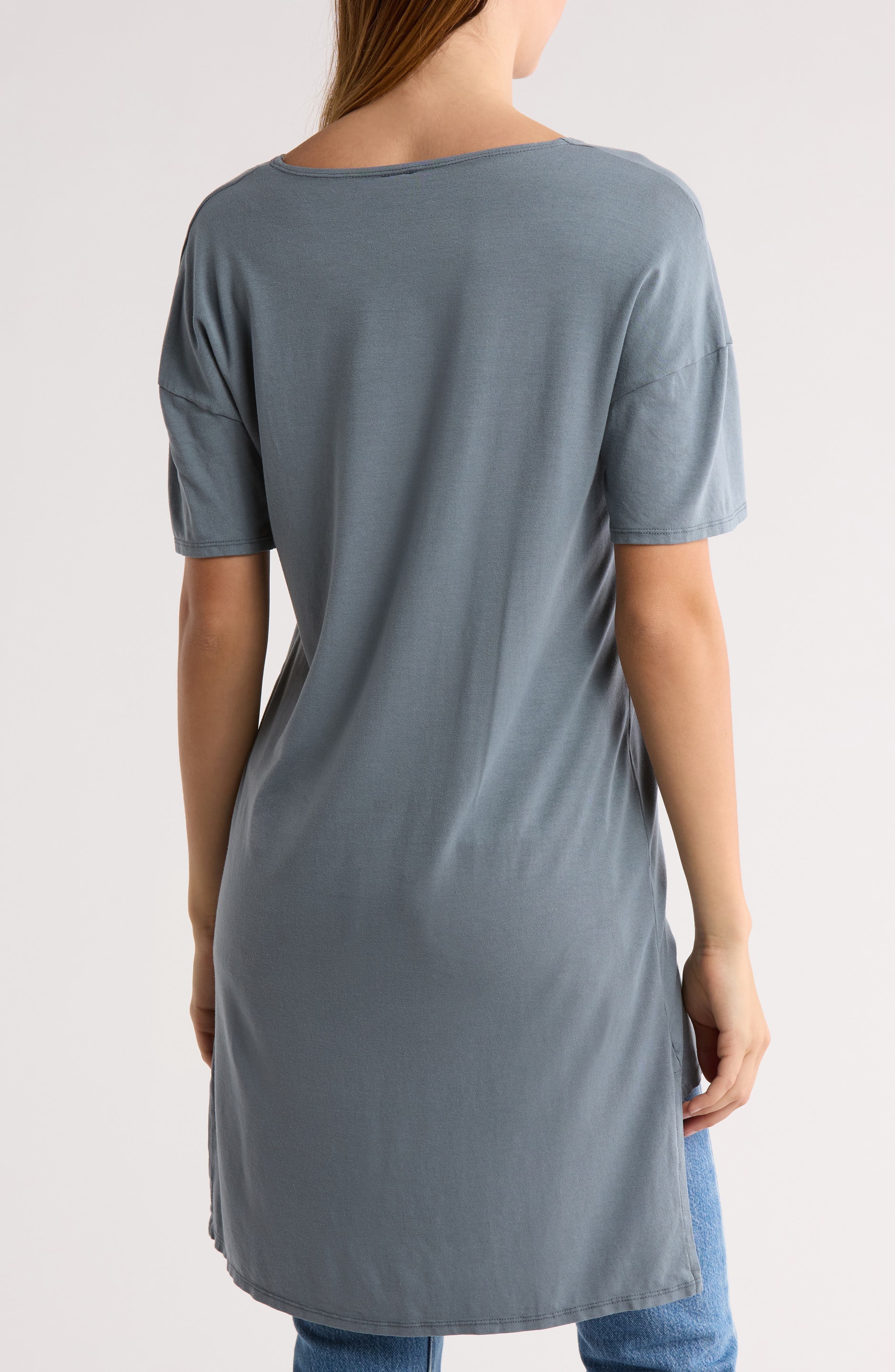 Short Sleeve High-Low Tunic Top - image 4