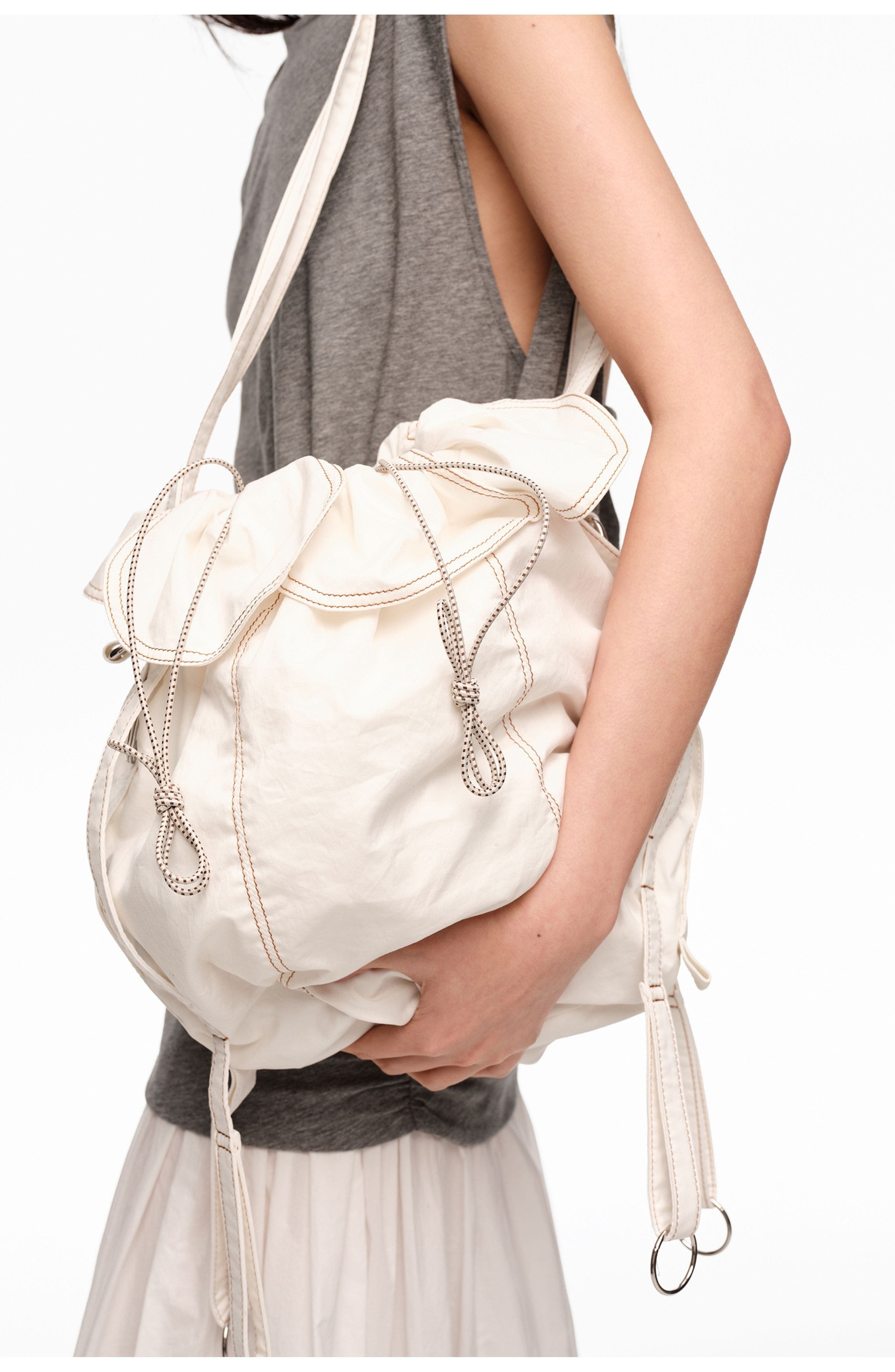 Bimba y Lola Large Petalo Shoulder Bag, Alternate, color, White