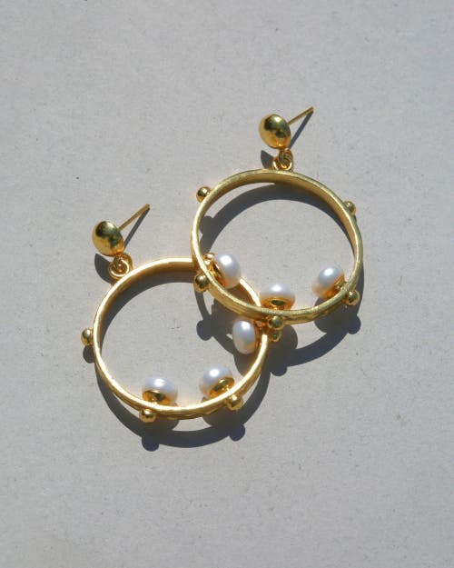 Ottoman Hands Aristea Bead Hoop Earrings In Gold