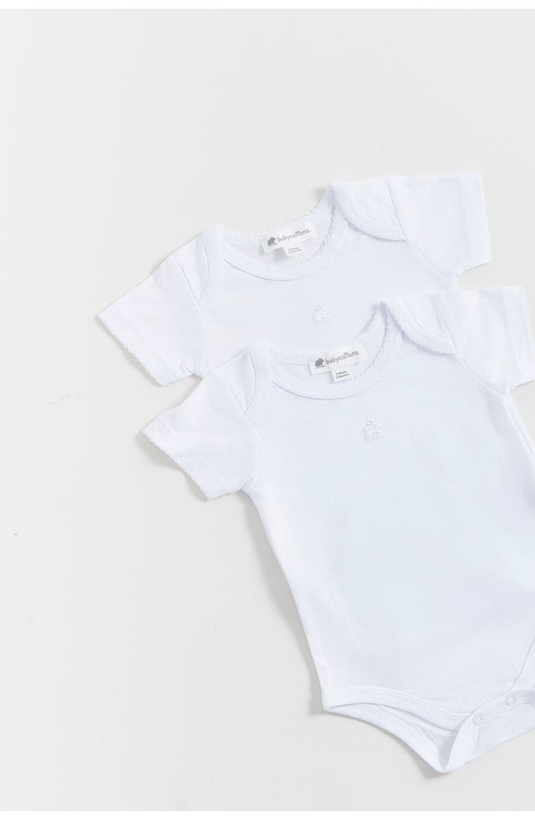 Babycottons Logo Short Sleeve Bodysuit 2-Pack for Infant, Alternate, color, White