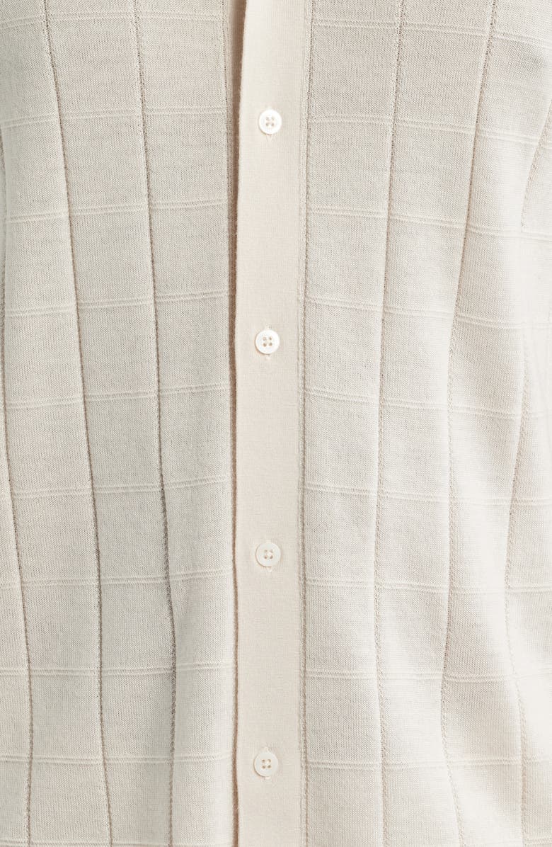 Nordstrom Texture Cotton Knit Short Sleeve Button-Up Shirt, Alternate, color, Beige Pumice