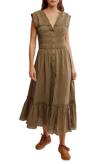 Free People Desert Dazed Sleeveless Cotton Midi Dress In Caiman