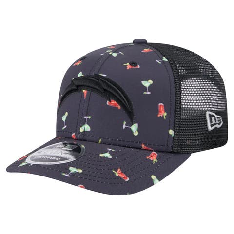 Men's New Era  Navy/Black Los Angeles Chargers Adventure Drinks Pattern 9SEVENTY Stretch-Snap Hat
